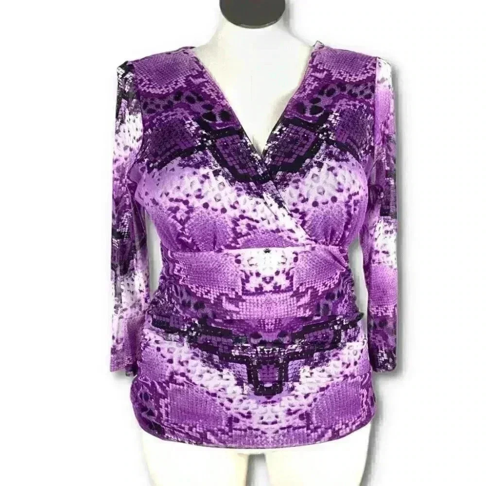 INC International concepts top size XL python faux wrap sheer vintage Y2k - Picture 8 of 8